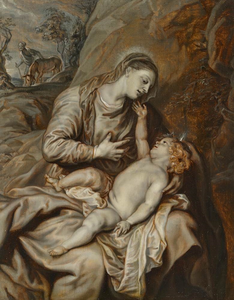 Artwork by Abraham van Diepenbeeck, Rest on the flight into Egypt, Made of Oil On Panel