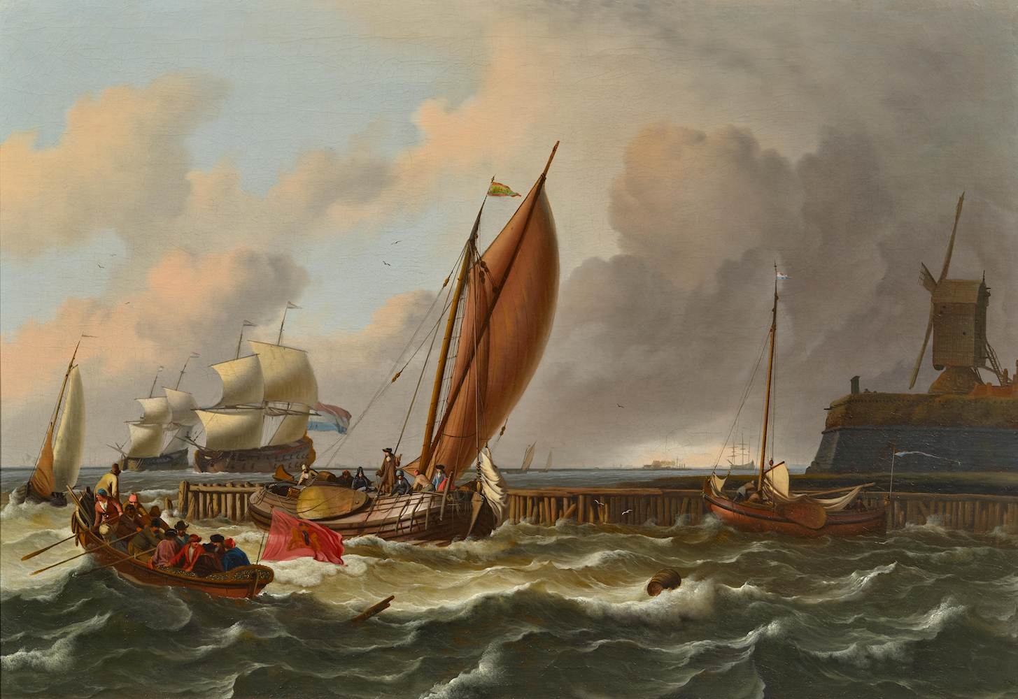 Artwork by Ludolf Backhuysen I, Tsar Peter the Great in his boeier before Amsterdam, Made of Oil On Canvas