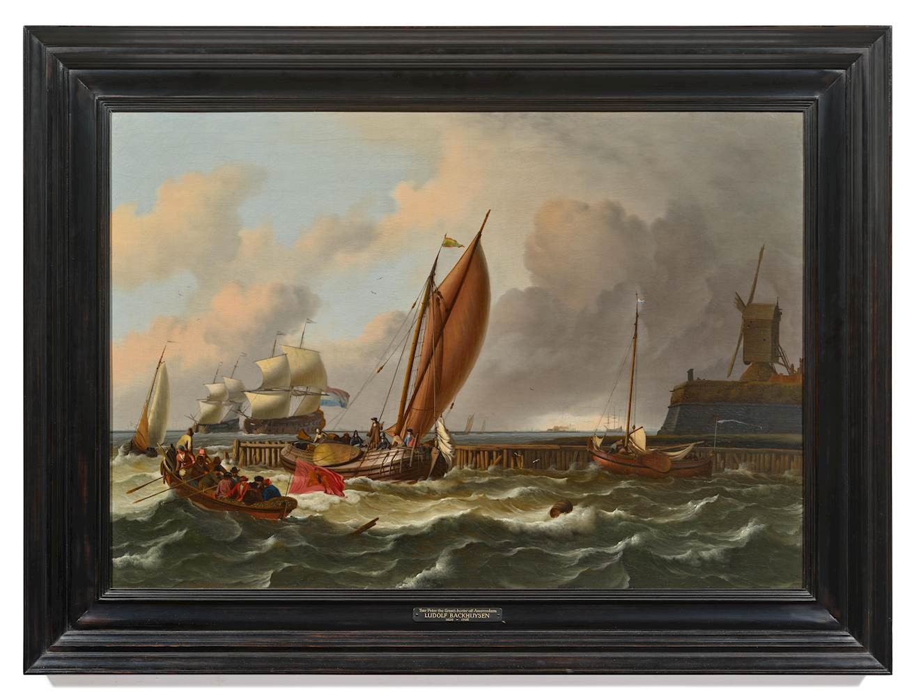 Artwork by Ludolf Backhuysen I, Tsar Peter the Great in his boeier before Amsterdam, Made of Oil On Canvas