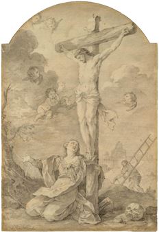 Christ on the cross with Mary Magdalene lamenting - Charles Joseph Natoire