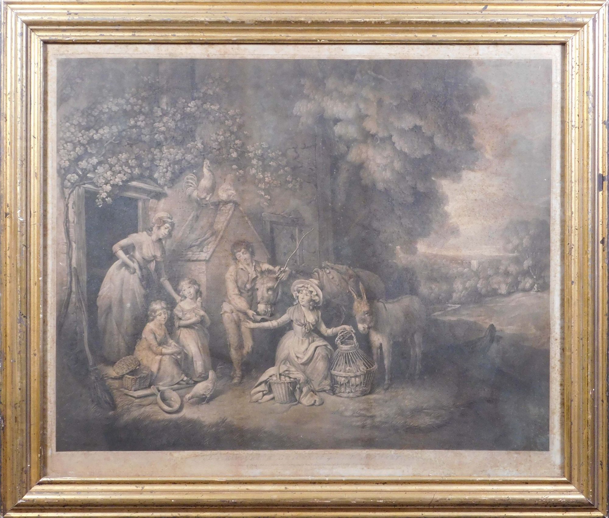 Artwork by William Redmore Bigg, Two Favorite Chickens Going to Market, Made of Mezzotint