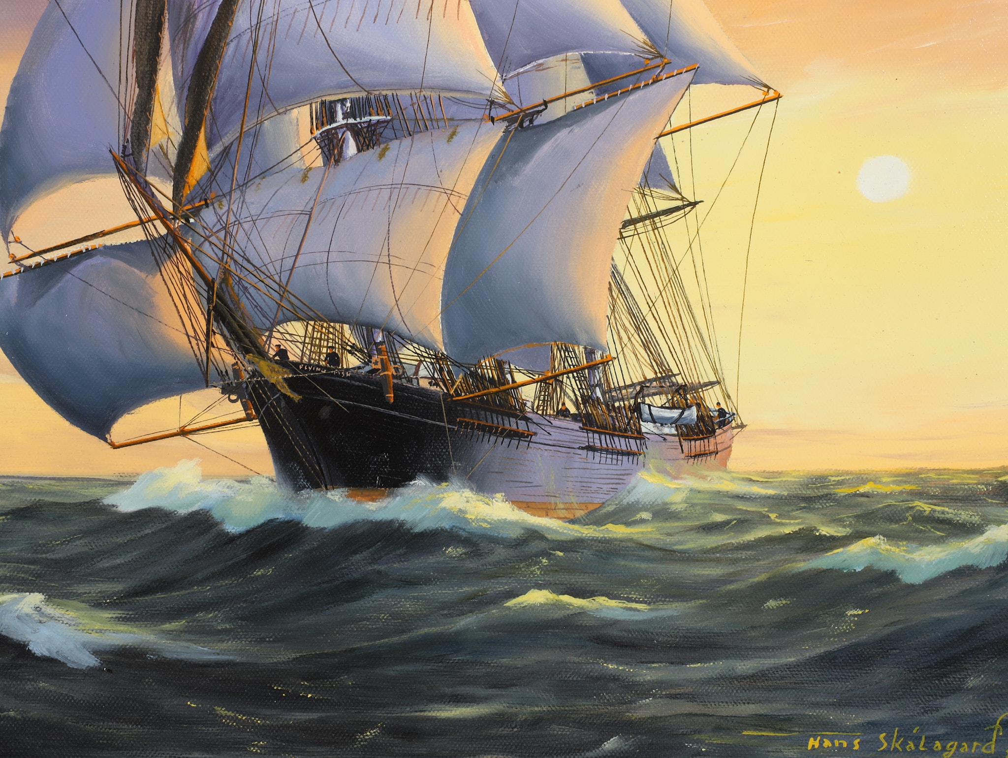 Artwork by Hans Skalagard, American Clipper Ship Flying Fish, Made of Oil On Canvas