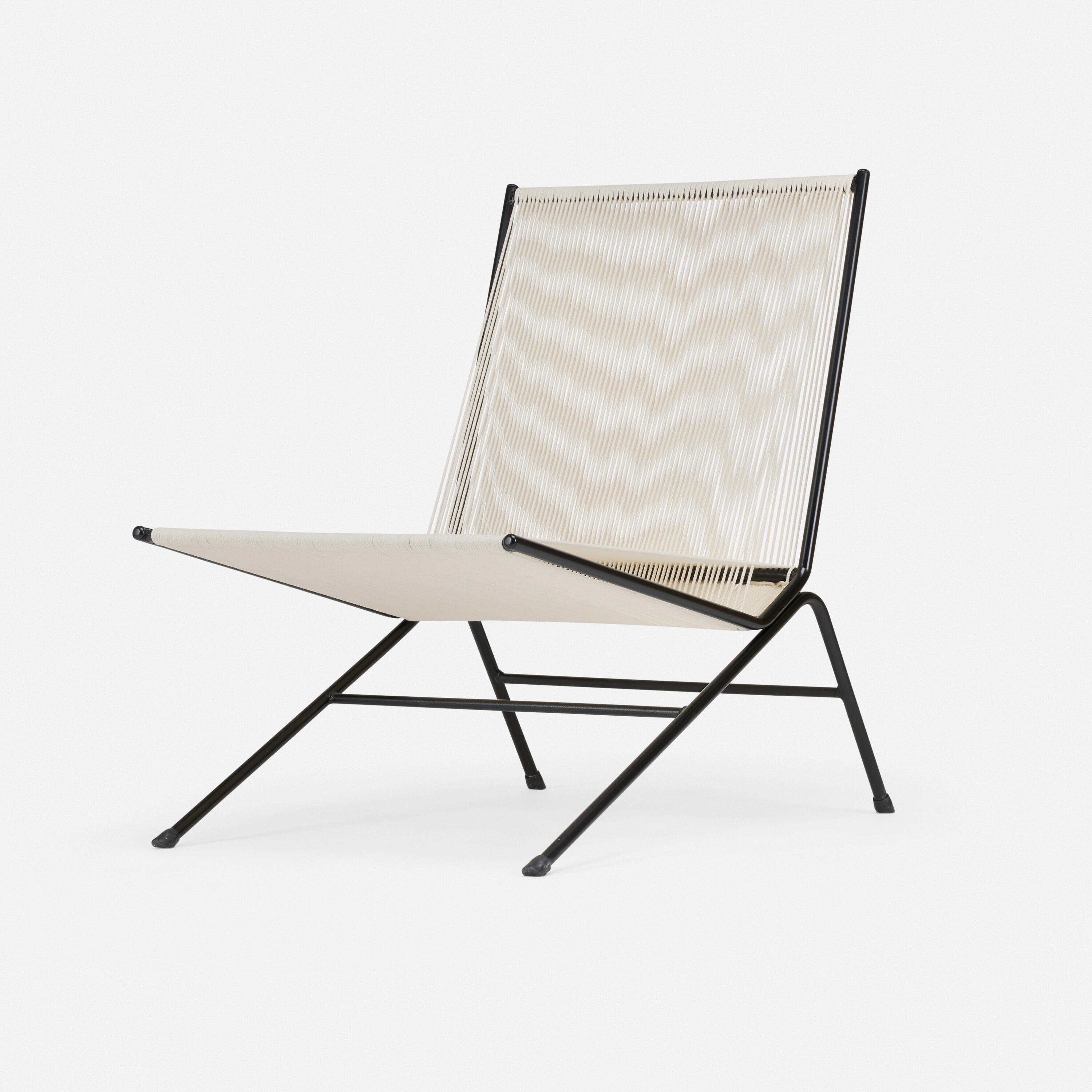Artwork by Allan Gould, Lounge chair, Made of lacquered steel, cotton cord