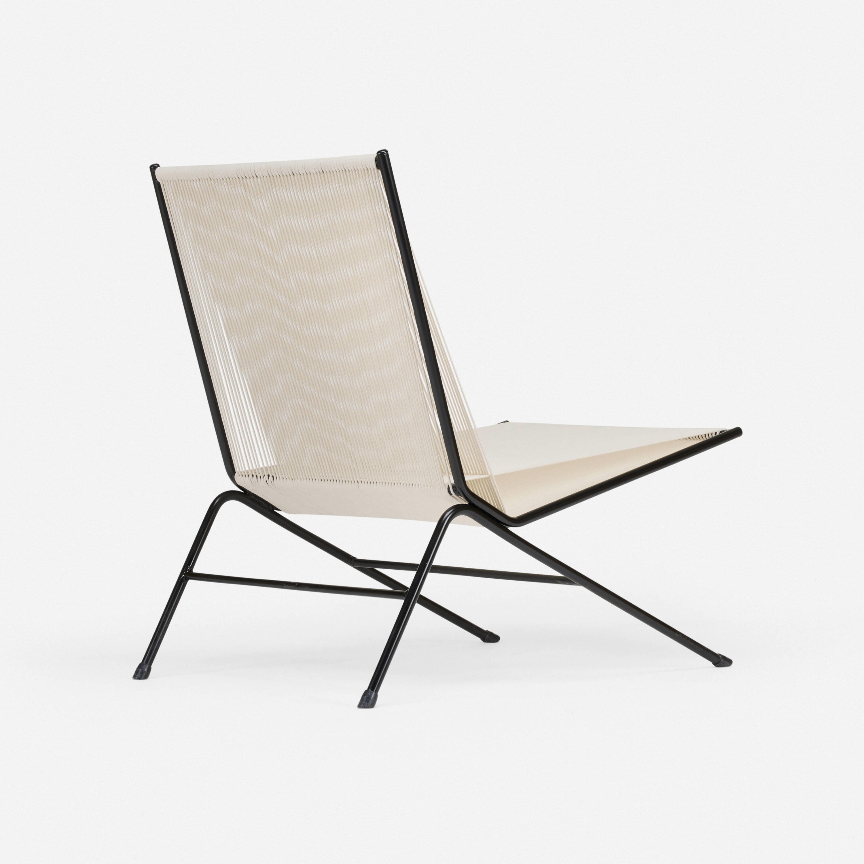 Artwork by Allan Gould, Lounge chair, Made of lacquered steel, cotton cord