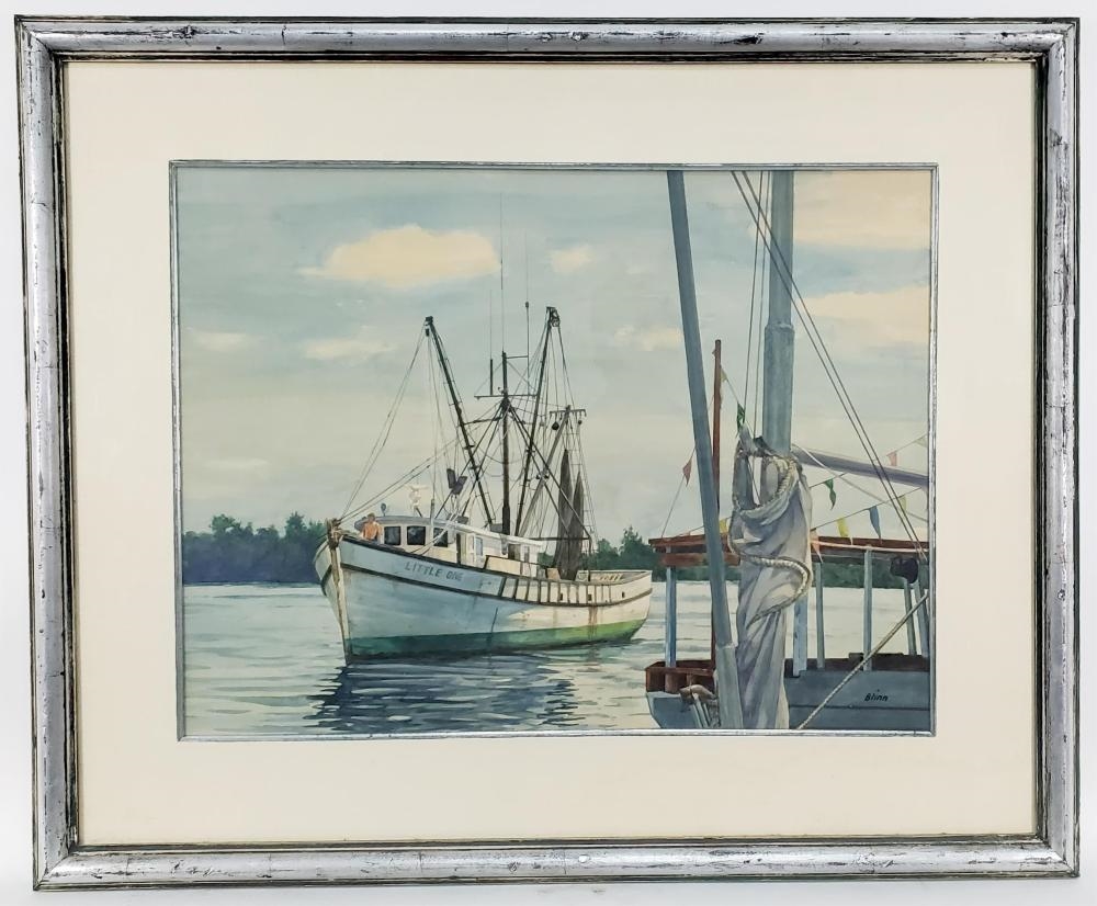 Artwork by Robert Blinn, Little One, Tarpon Springs, Florida Shrimp Boat, Made of Watercolor On Paper