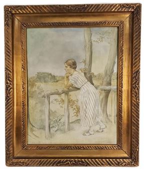 Country Landscape with Lady - Johannes Einer Andersen Glob