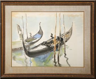 Docked Gondolas - Emile Rampelberg