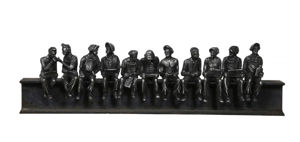 Artwork by Sergio Furnari, Lunchtime on A Skyscraper, Made of Stainless Steel Sculpture