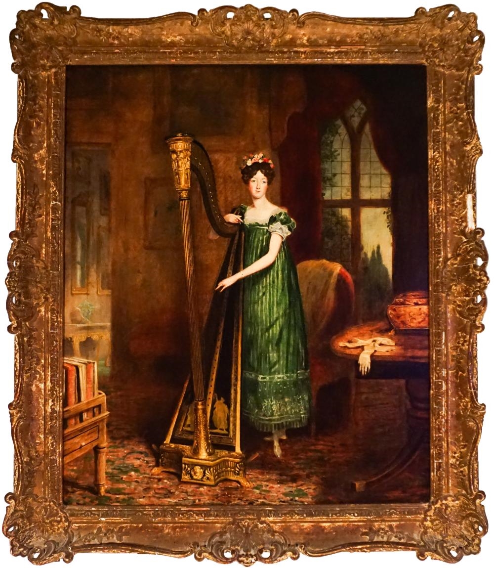 Sir George Hayter | Portrait of a Woman with a Harp | MutualArt