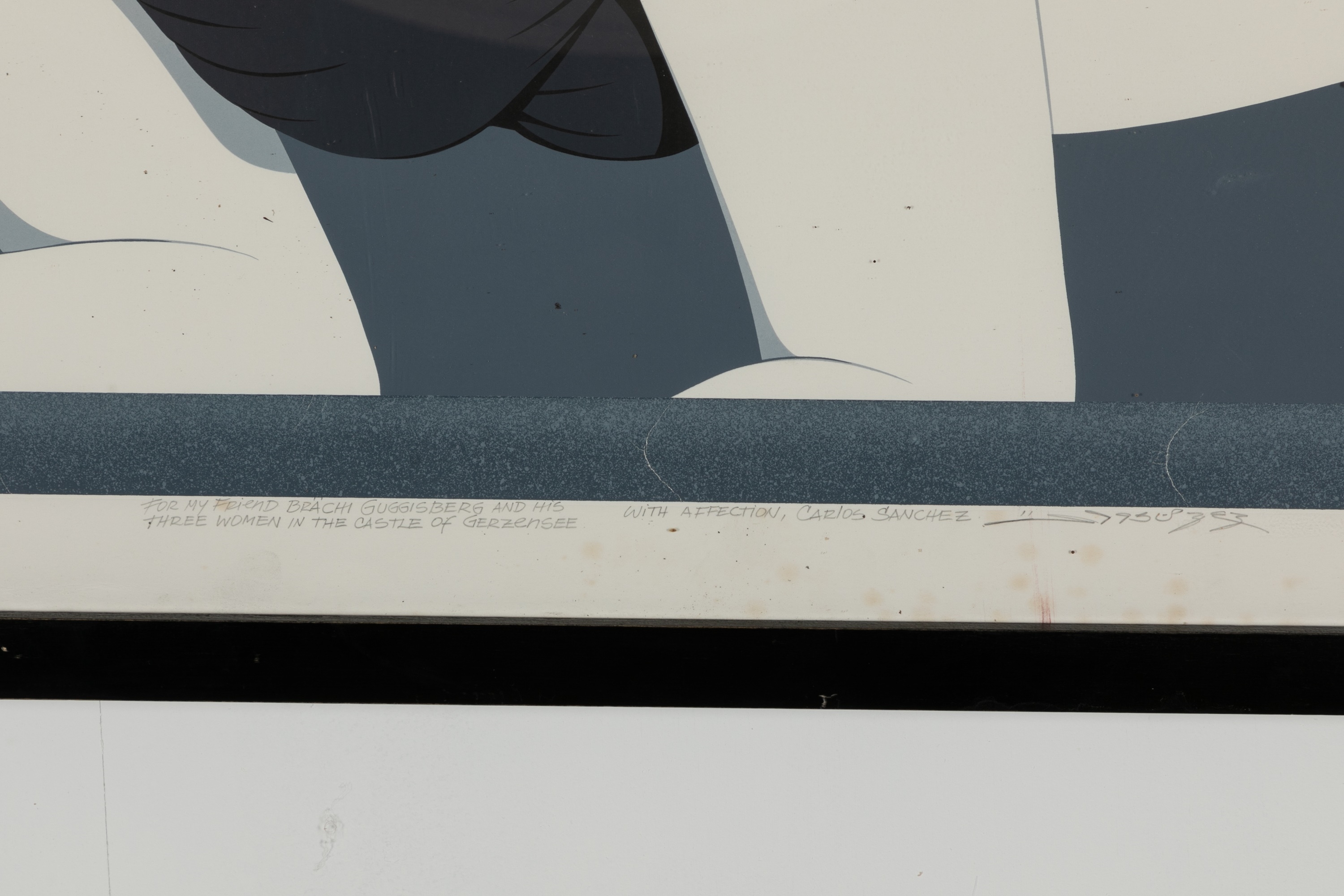 Artwork by Carlos Sanchez, A 1980s-style figure of a lady, Made of serigraph in colours