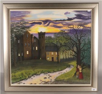 Robbie Burns and Friend outside of a castle - Delyth M. Reid