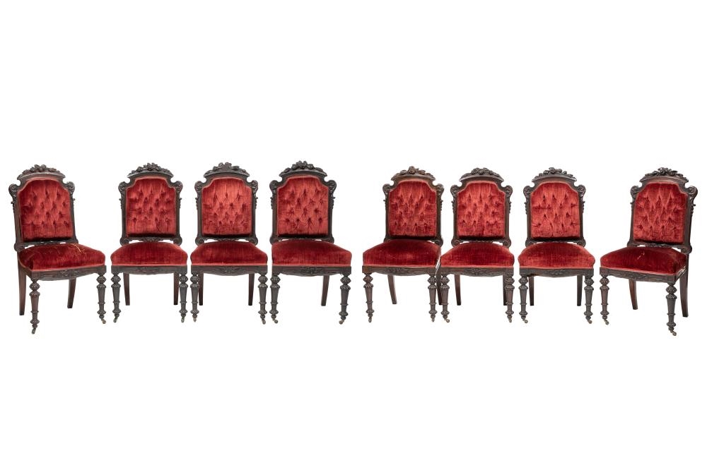 Alexandre Roux | Fine Set of Eight American Rococo Carved Rosewood ...