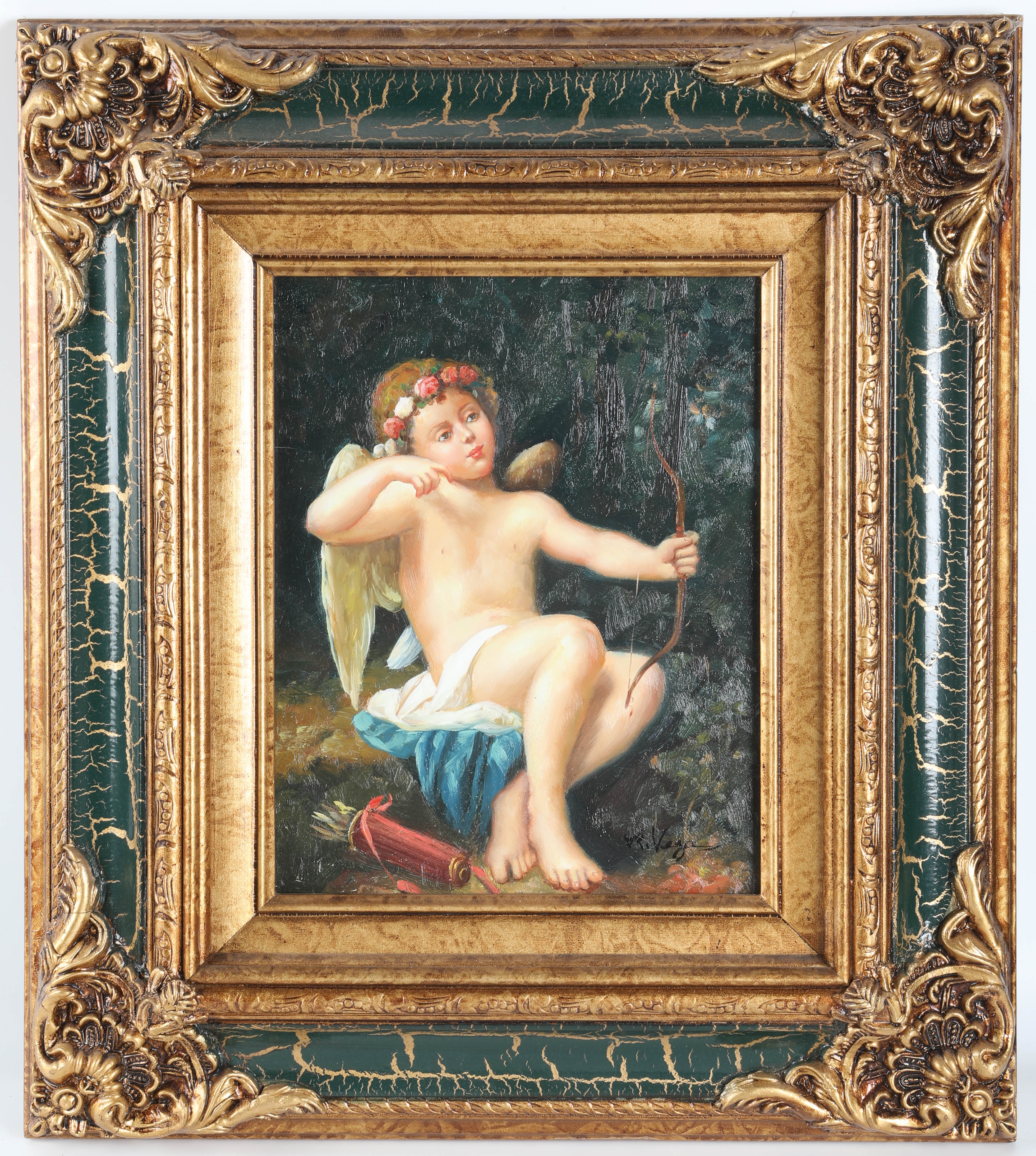 Artwork by R. Vega, CHERUB PAINTING, Made of Oil On Board