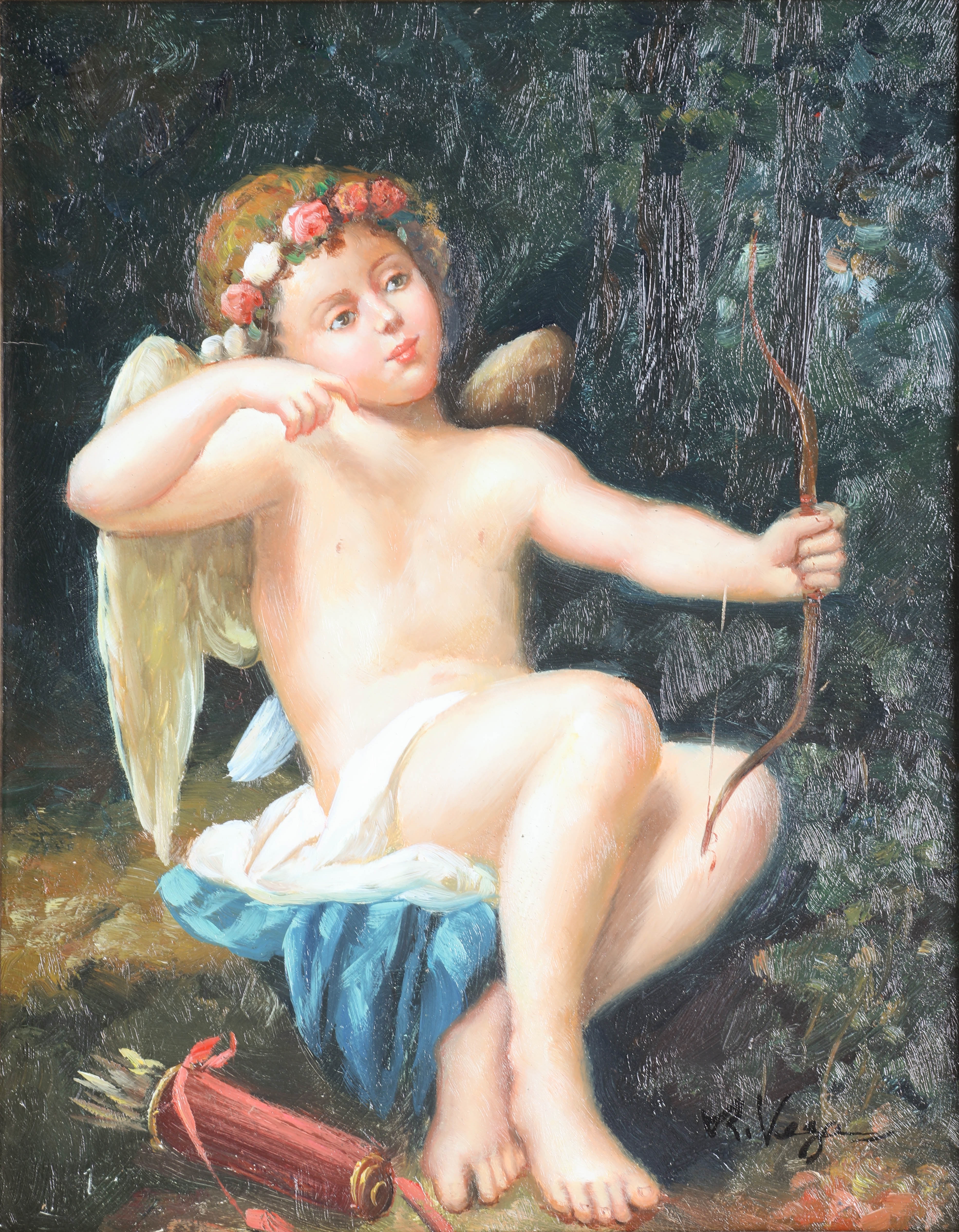 Artwork by R. Vega, CHERUB PAINTING, Made of Oil On Board