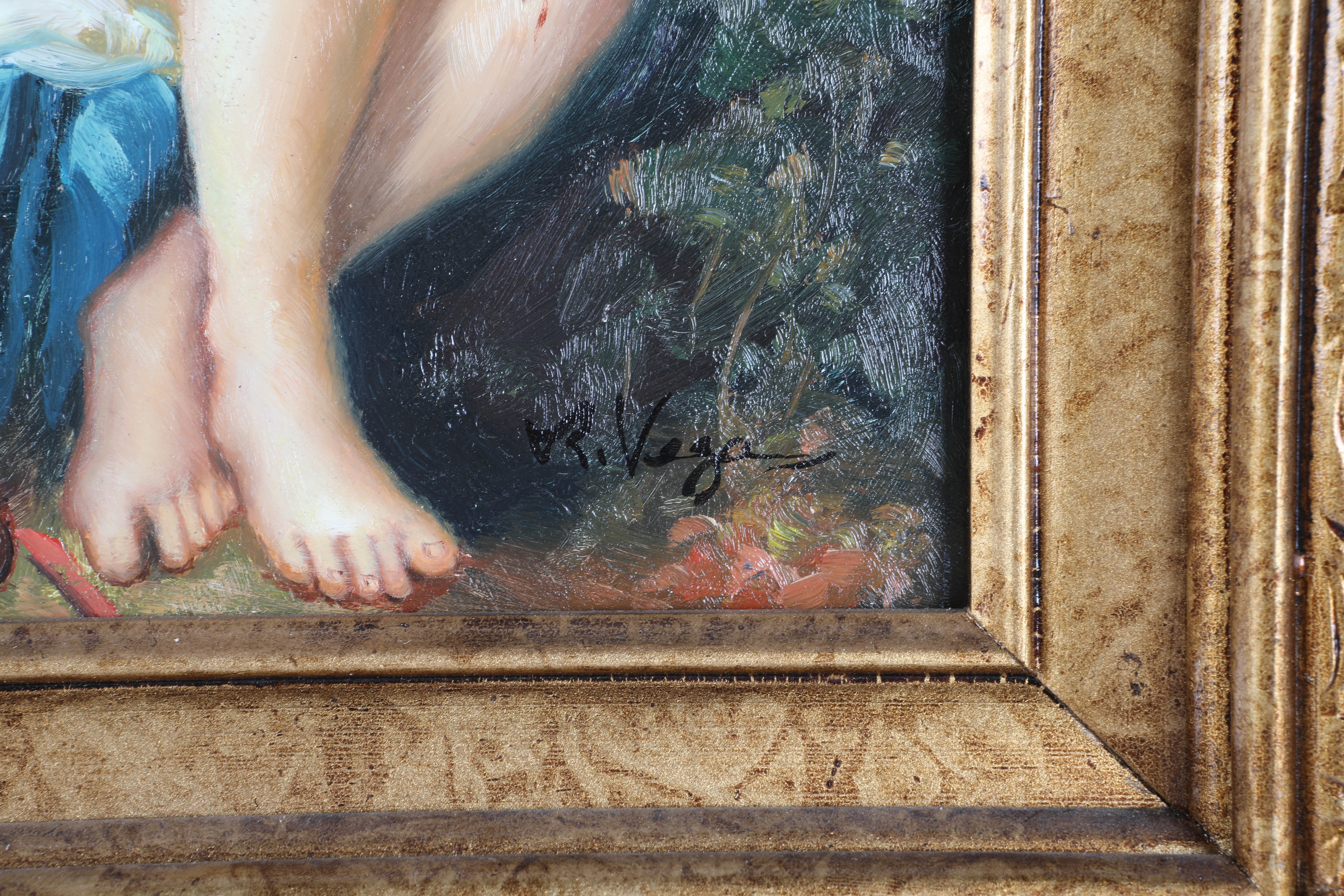 Artwork by R. Vega, CHERUB PAINTING, Made of Oil On Board