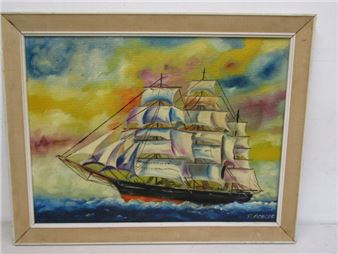 vibrant oil on board vibrant of a ship - P. Robert Rodger