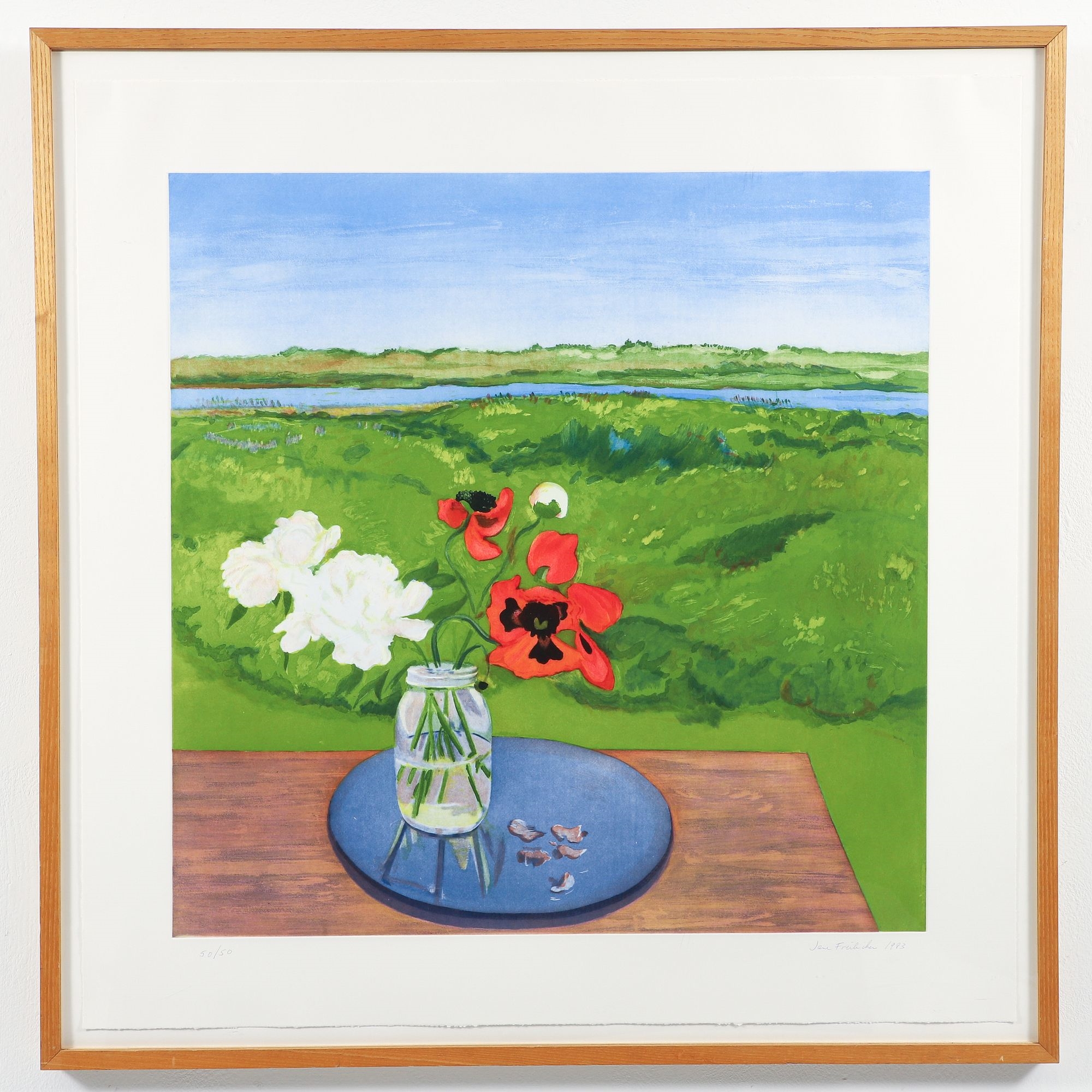 Artwork by Jane Freilicher, Poppies and Peonies, Made of Aquatint Printed In Colors