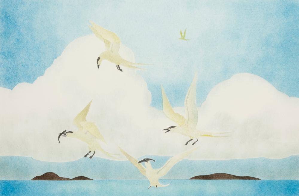 Artwork by Joanasie Papatsie, Arctic Terns, Made of Stencil Print On Paper