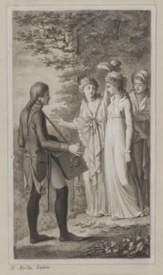 THREE LADIES AND AN ORGAN GRINDER - Carl Wilhelm Kolbe