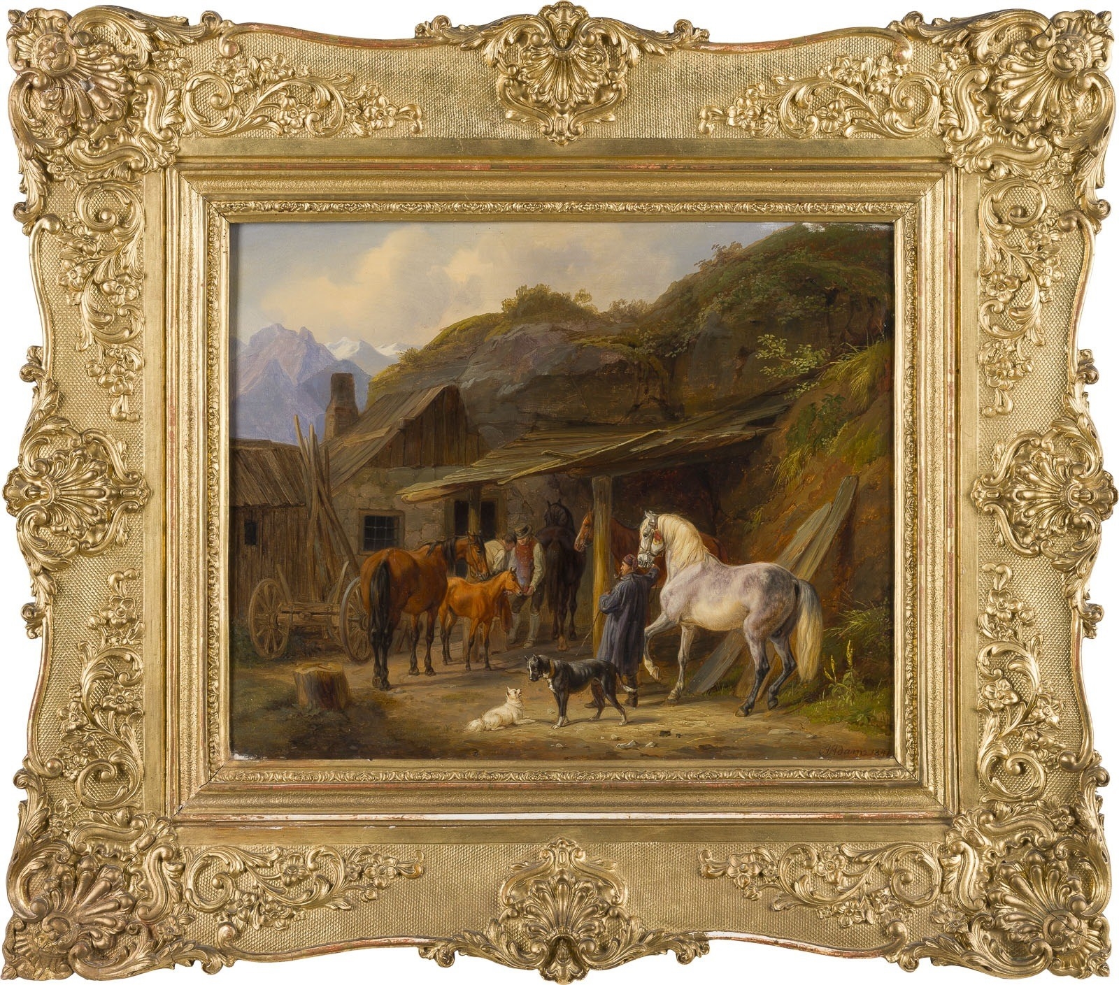 Albrecht Adam | BLACKSMITH'S WORKSHOP IN A MOUNTAIN VILLAGE (1847 ...