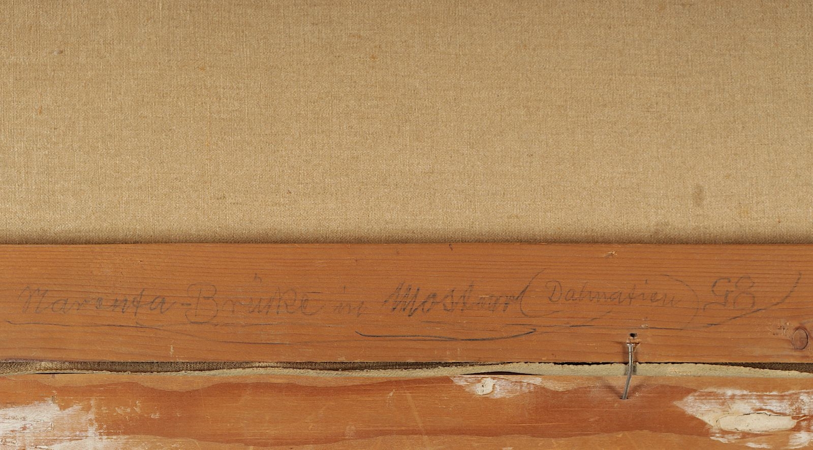 Artwork by Louis Wöhner, Blick auf die Alte Brücke in Mostar (Dalmatien, Made of oil on canvas