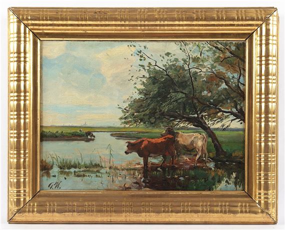 Landschaft mit Kühen - Georg Wolf