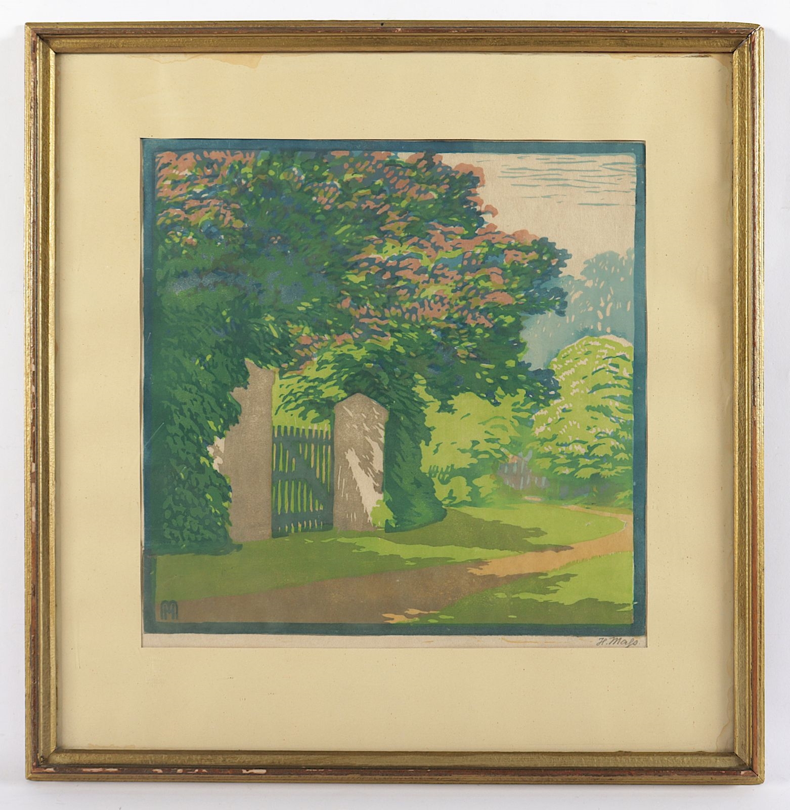 Artwork by Helene Mass, Gartenlandschaft, Made of color woodcut