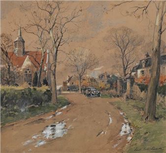 Chemin devant l'église - Paul Emile Lecomte