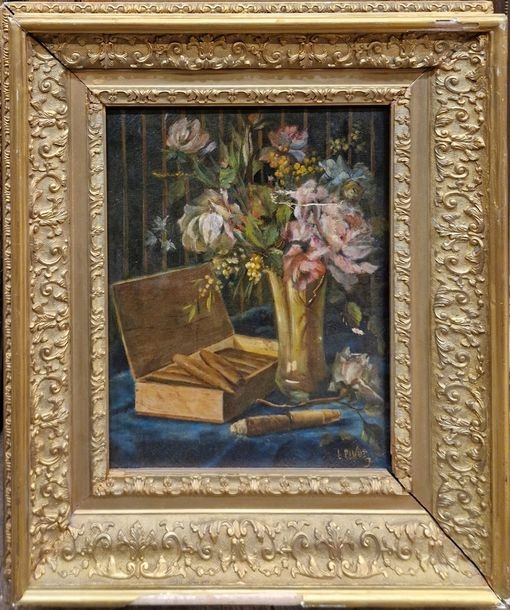 Artwork by Louis Pivot, still life with cigars, Made of Oil on canvas