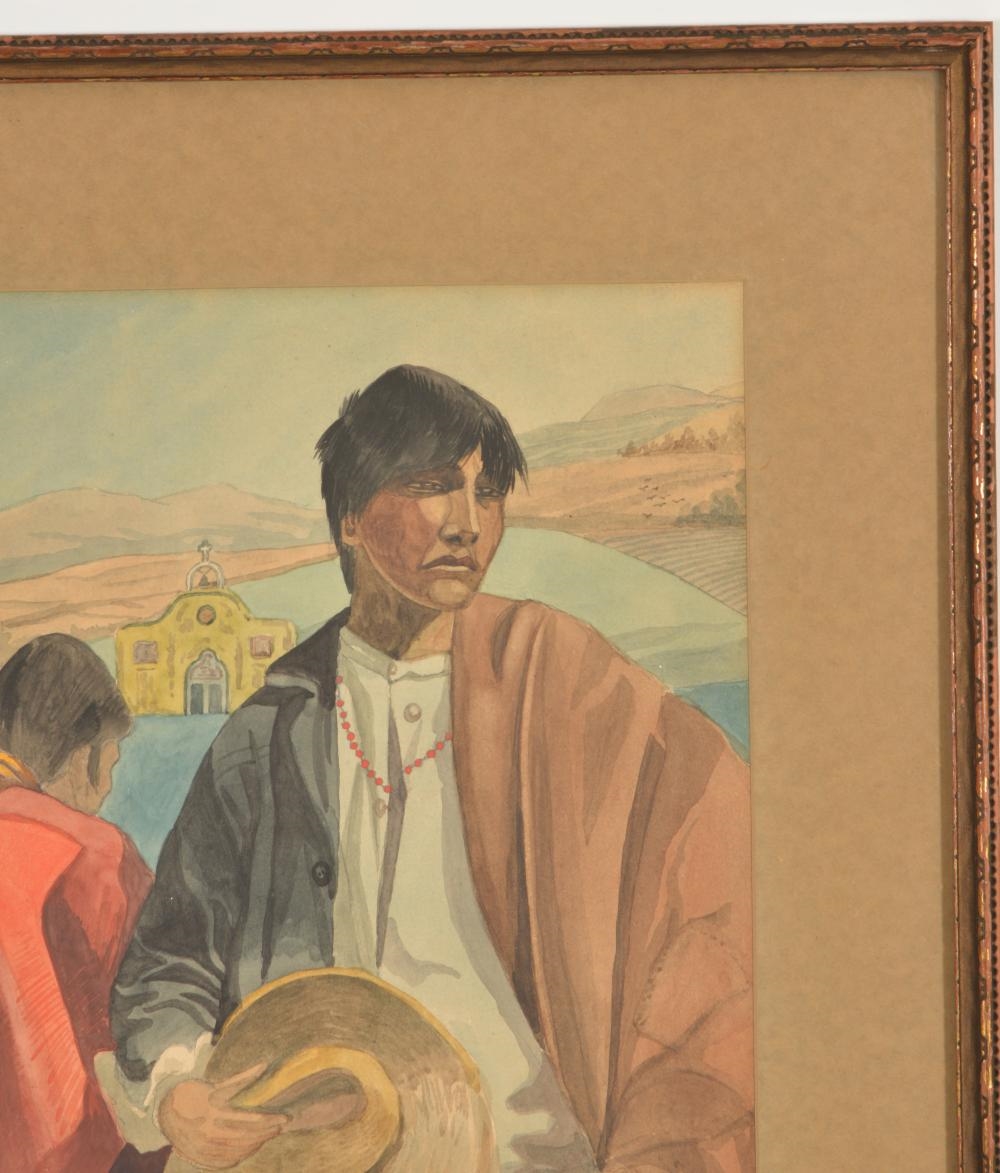 Artwork by Fred W. Fischer, Indian Mission - Santa Fe, Made of Watercolor Painting
