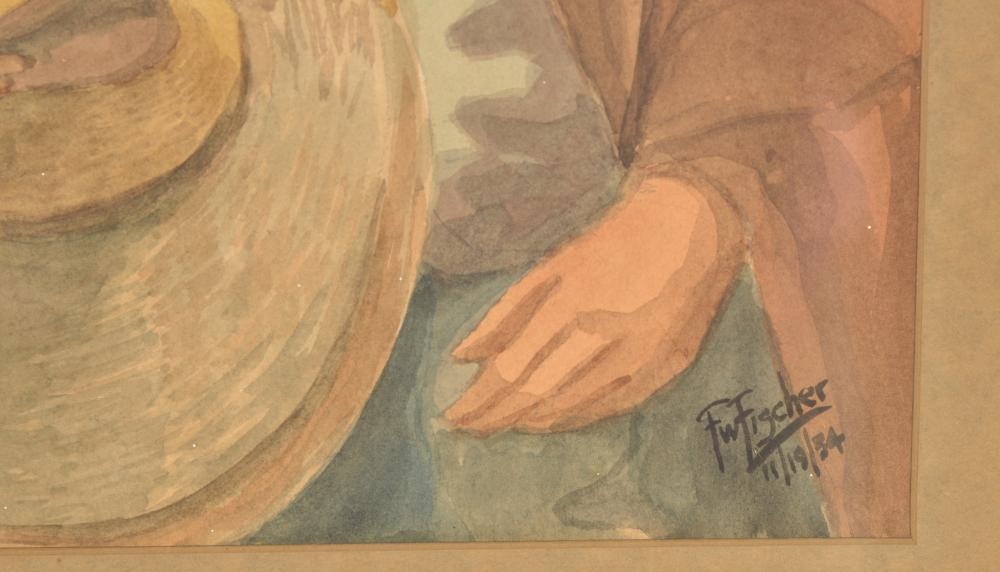 Artwork by Fred W. Fischer, Indian Mission - Santa Fe, Made of Watercolor Painting