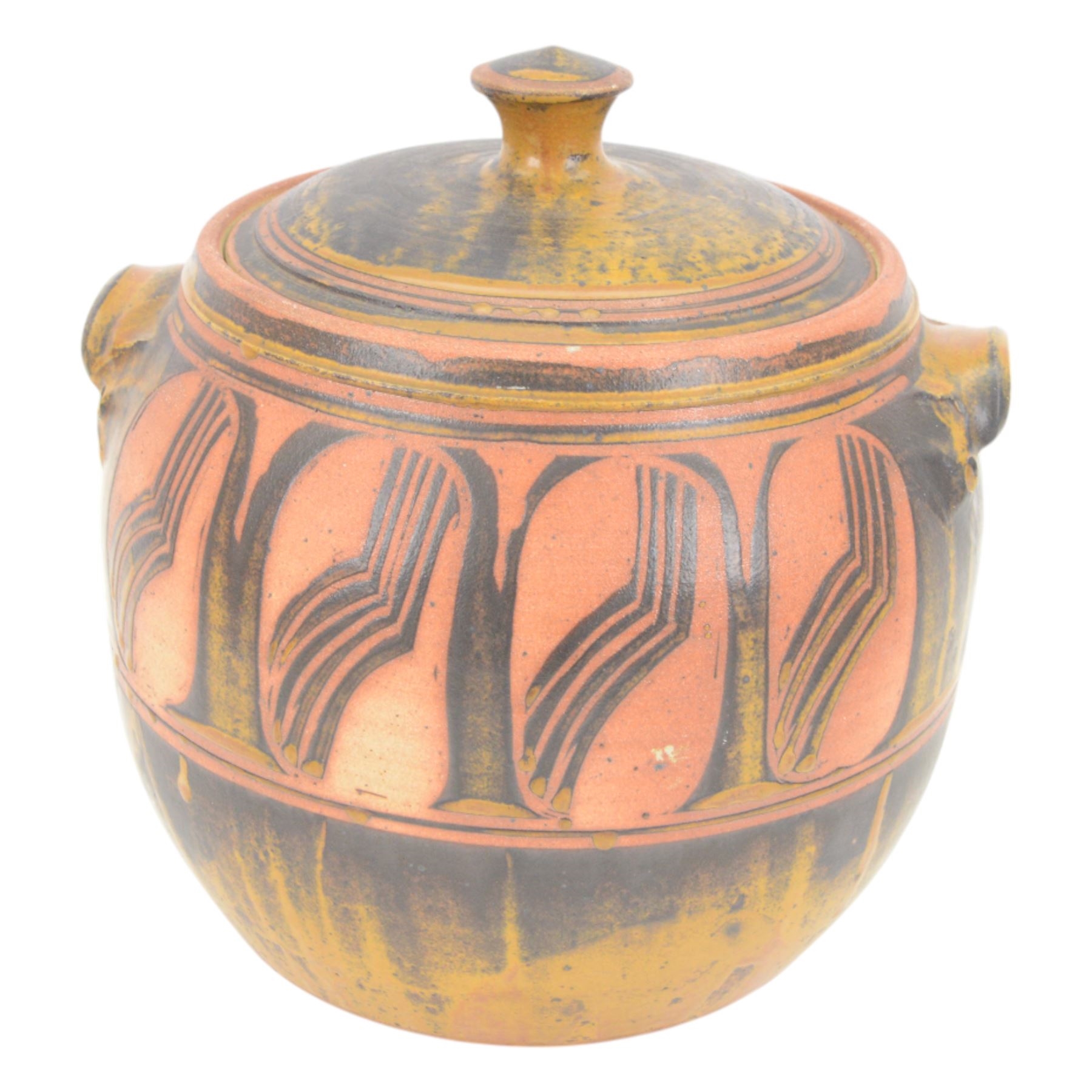 Artwork by Bernard Rook, jardiniere decorated in relief with insects and foliage