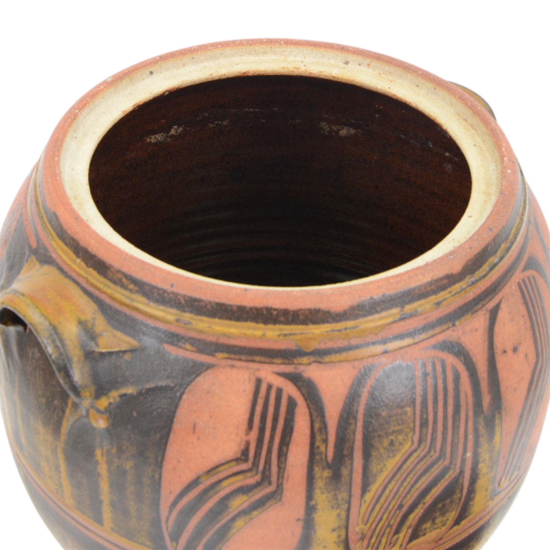 Artwork by Bernard Rook, jardiniere decorated in relief with insects and foliage