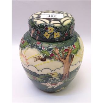 Modern Moorcroft decorated with a scene from the nursery rhyme ' Little Miss Muffet' - Nicola Stacey