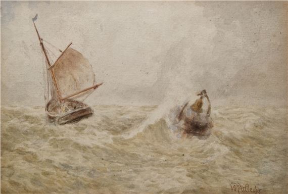 Rutledge William | Fishing boat and buoy on rough sea | Artwork ...