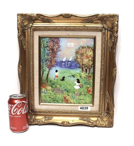 Louis Cardin サイン入り エナメル 銅 絵画アート 80年代② Louis