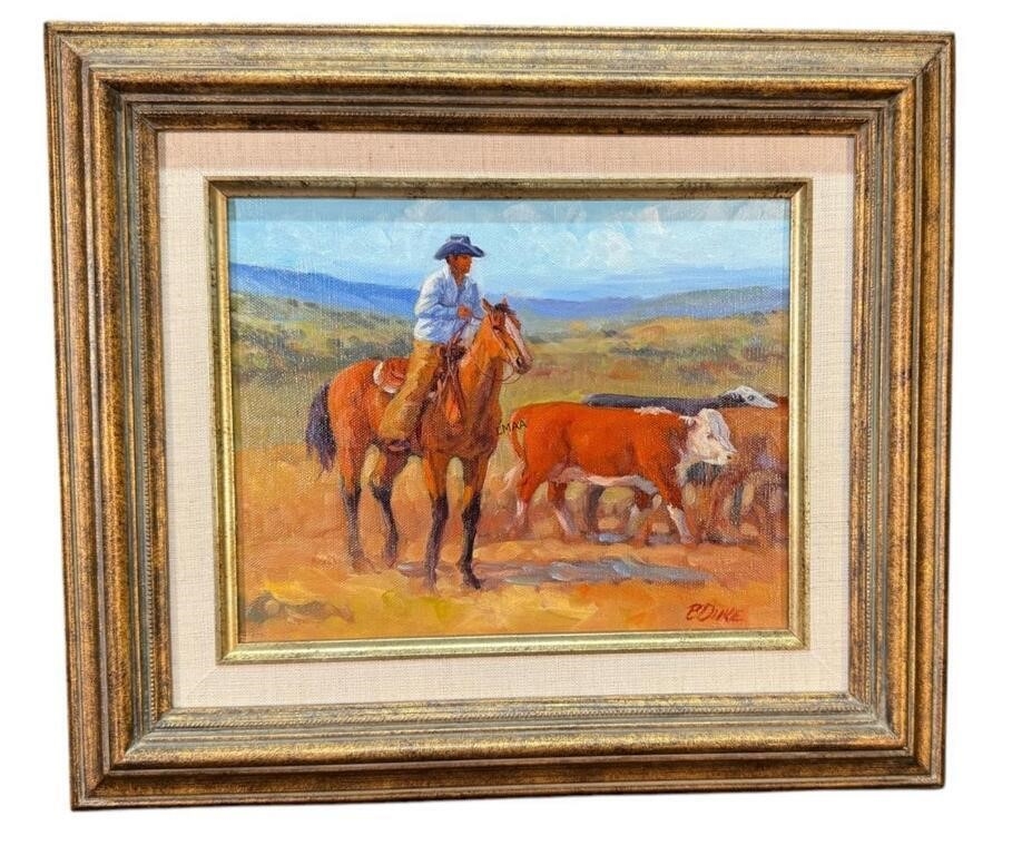 Artwork by Beth Duke, COWBOY HERDING, Made of Acrylic On Canvas