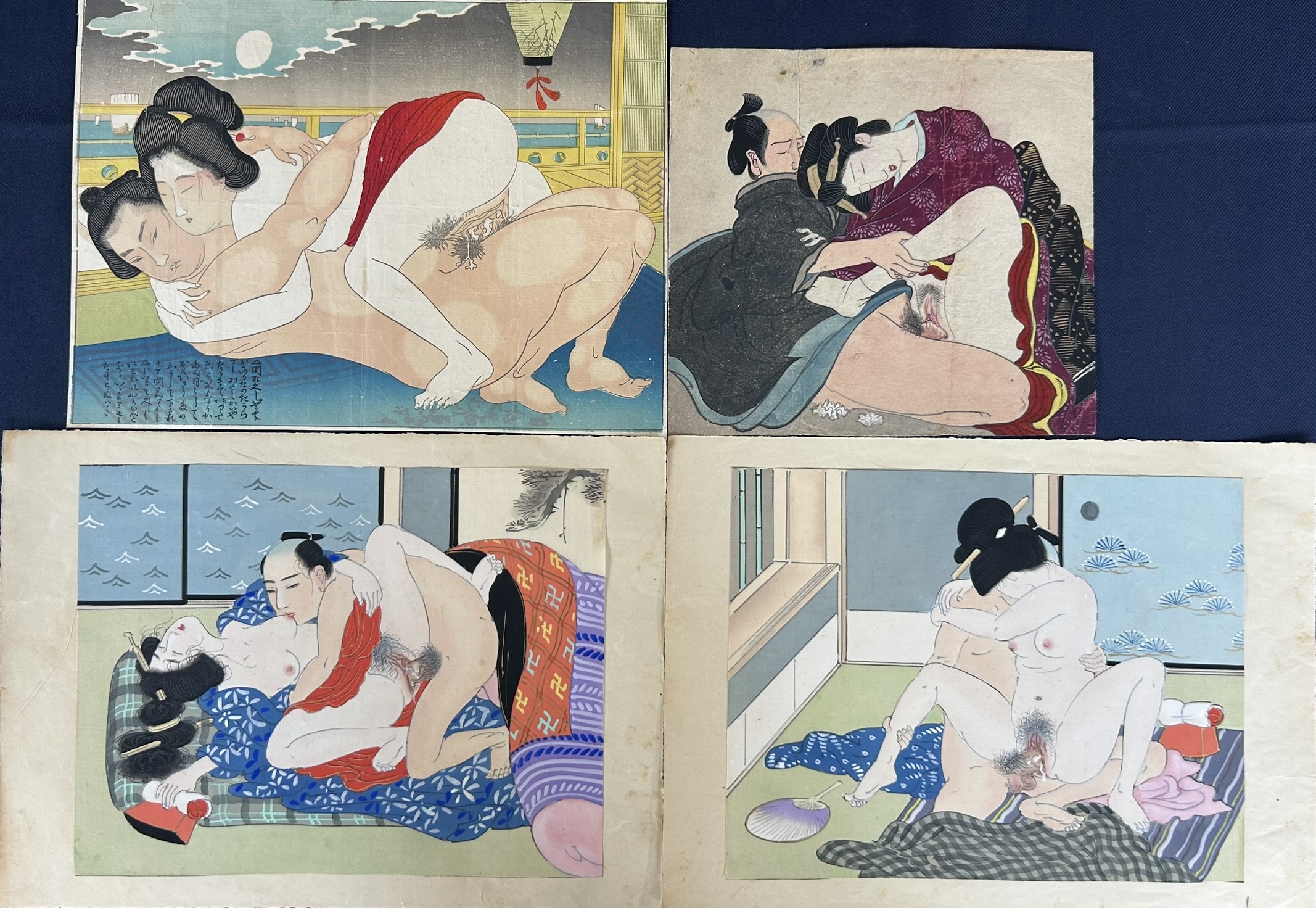 Artwork by Terasaki Kogyo, A Group of Four Japanese Prints of Shunga (Erotic print, Made of Woodblock Print