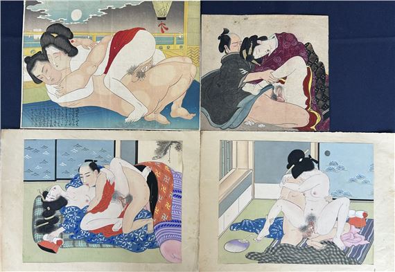 A Group of Four Japanese Prints of Shunga (Erotic print - Terasaki Kogyo