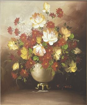 A Painting of Floral Still Life - B Ferber