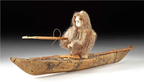 Native American School, 20th Century | Model Sealskin Kayak + Inuit ...