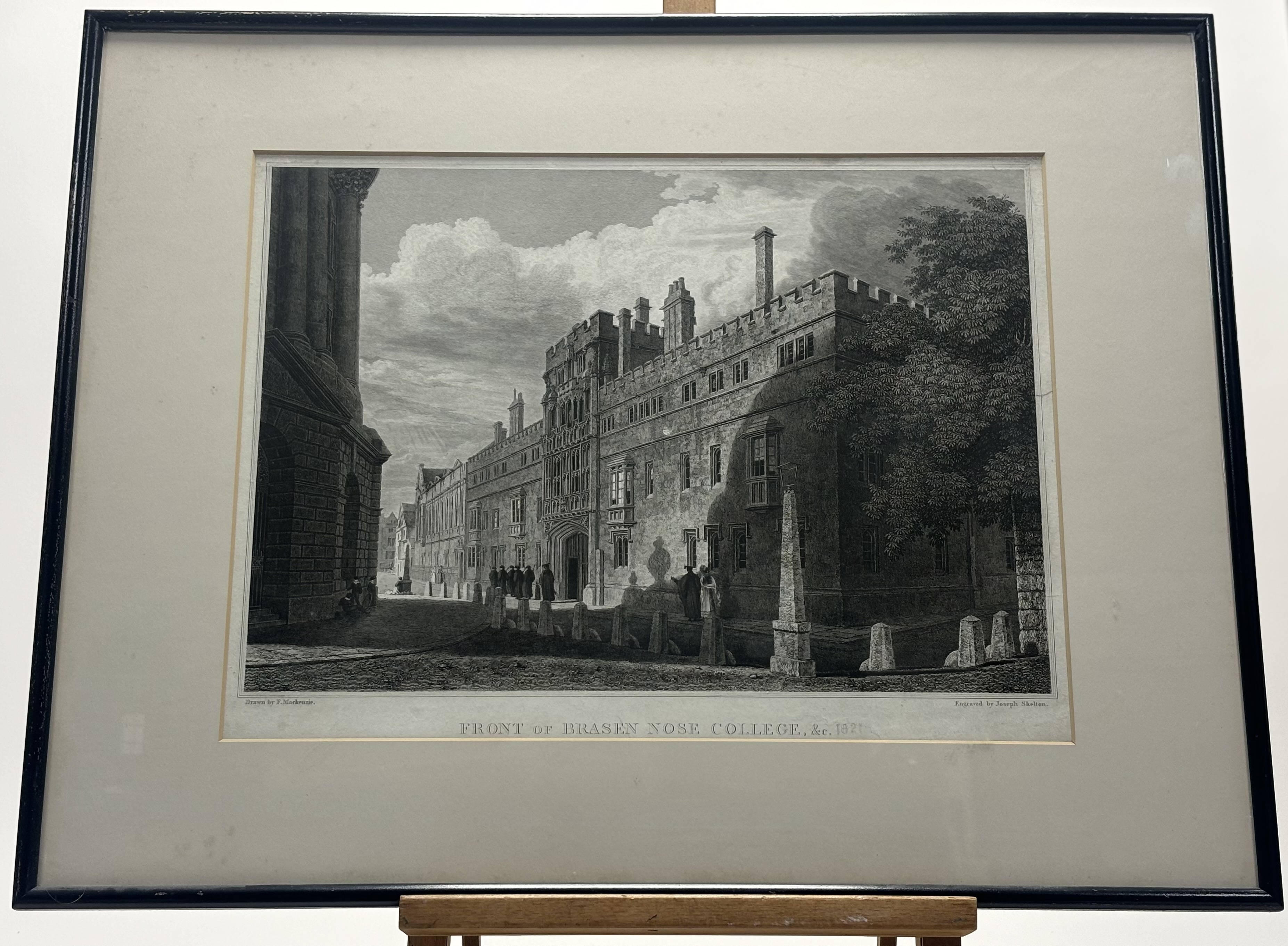 Artwork by Joseph John Skelton, Front of Brasen Nose College, Made of Engraving