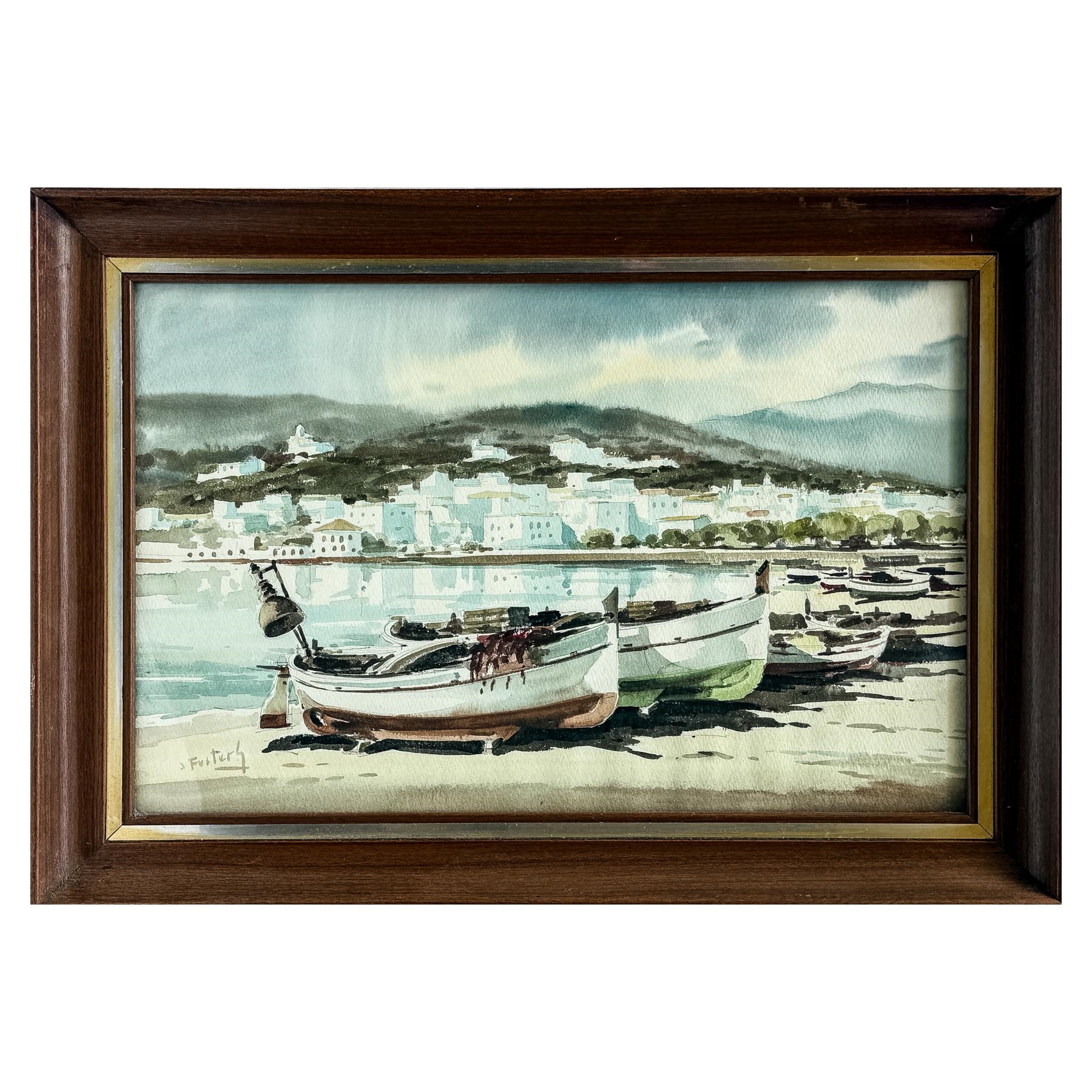 J. Fuster | Barcas en la playa | MutualArt