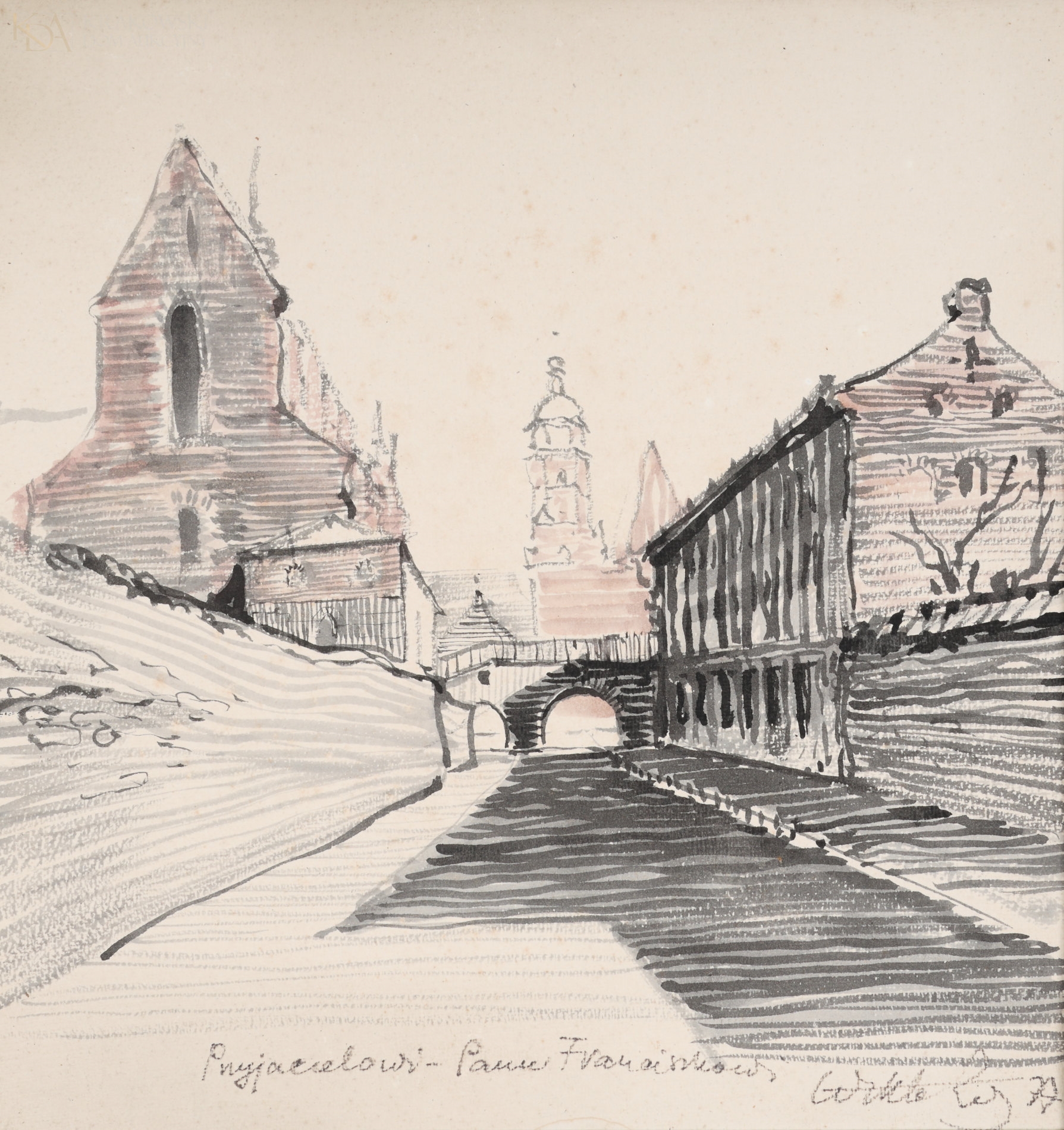 Wiktor Zin | Kraków - widok na kościół Bożego Ciała (1977) | MutualArt