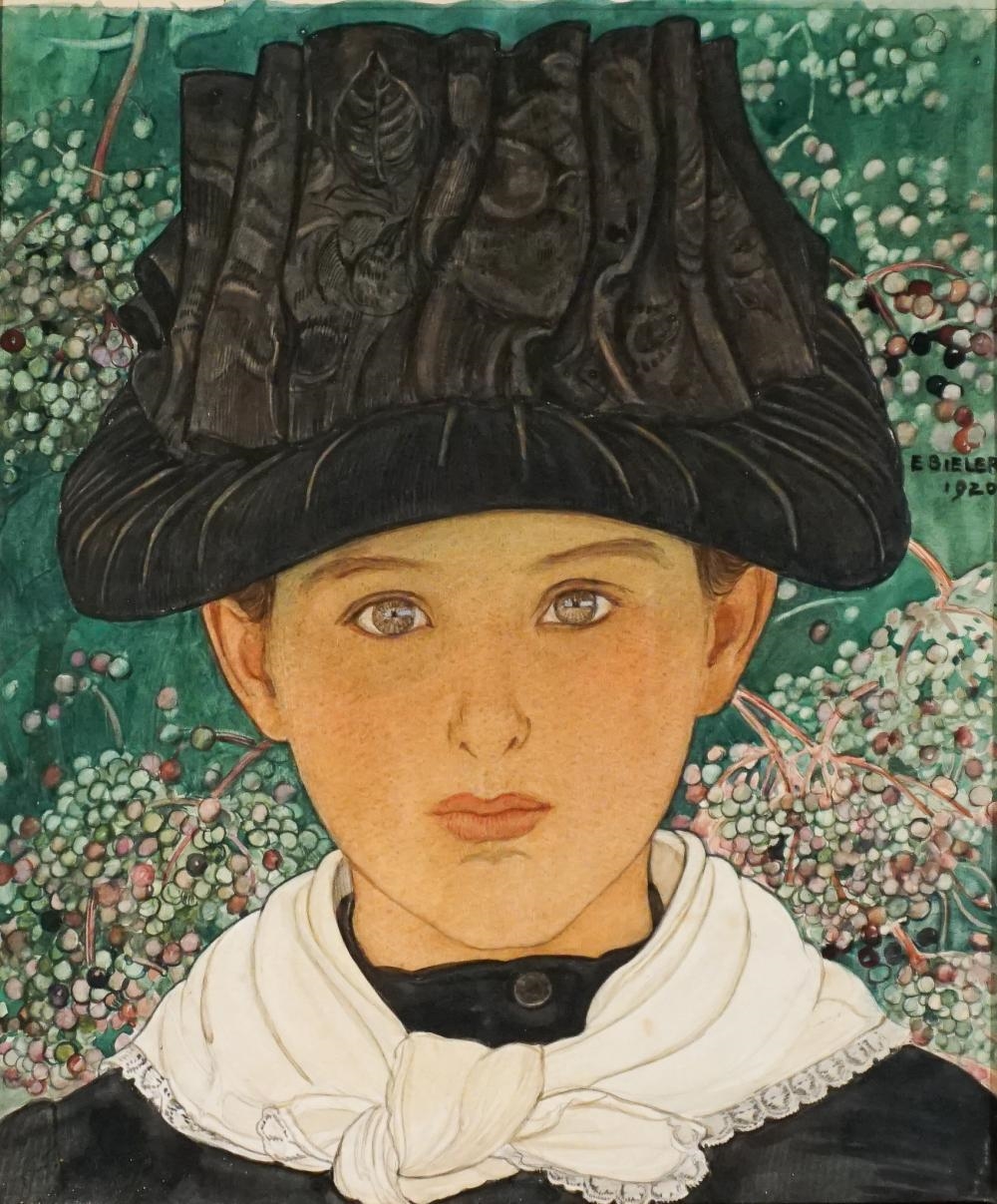 Artwork by Ernest Biéler, Portrait of a Child, Made of Watercolor And Graphite On Paper
