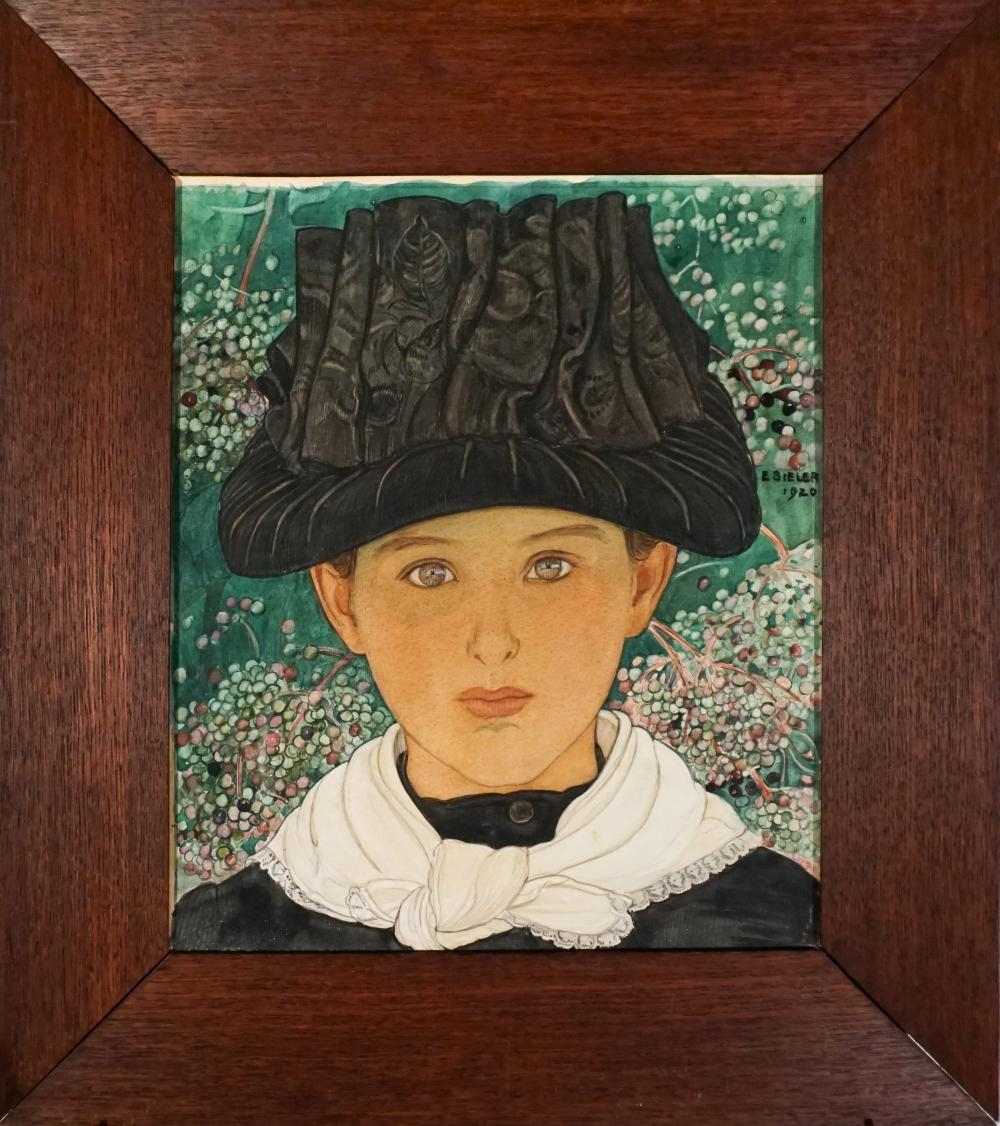 Artwork by Ernest Biéler, Portrait of a Child, Made of Watercolor And Graphite On Paper