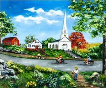 Town Scene - Lucia Autore (american, 20 Century)