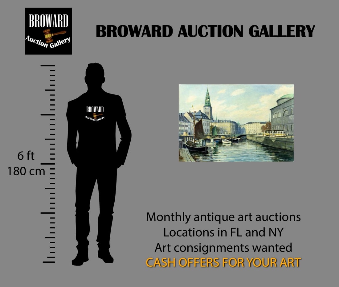 Artwork by Einar Gross, Copenhagen Canal Cityscape, Denmark, Made of Oil On Canvas