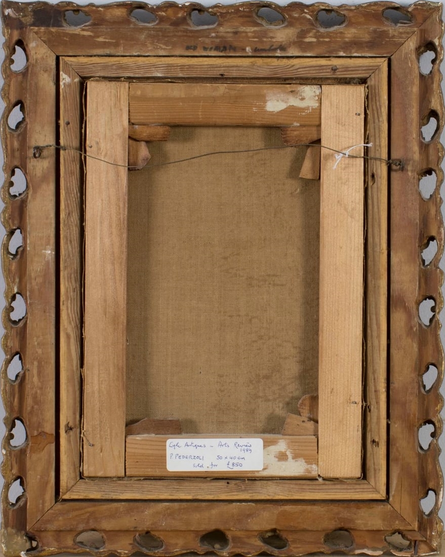 Artwork by Pietro Pederzoli, Old Woman with Basket and Umbrella, Made of Oil On Canvas