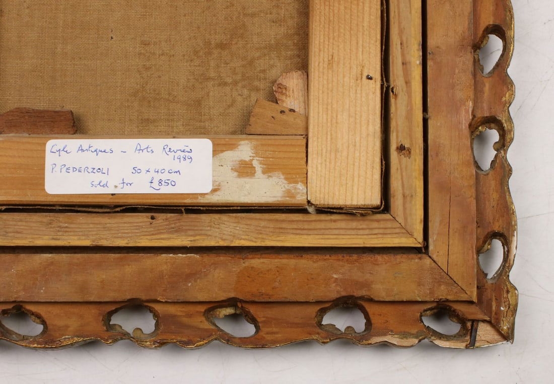 Artwork by Pietro Pederzoli, Old Woman with Basket and Umbrella, Made of Oil On Canvas